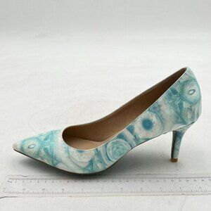 FSJ Women Classic Kitten Heels Pointy Closed Toe Pumps Slip On Office Blue